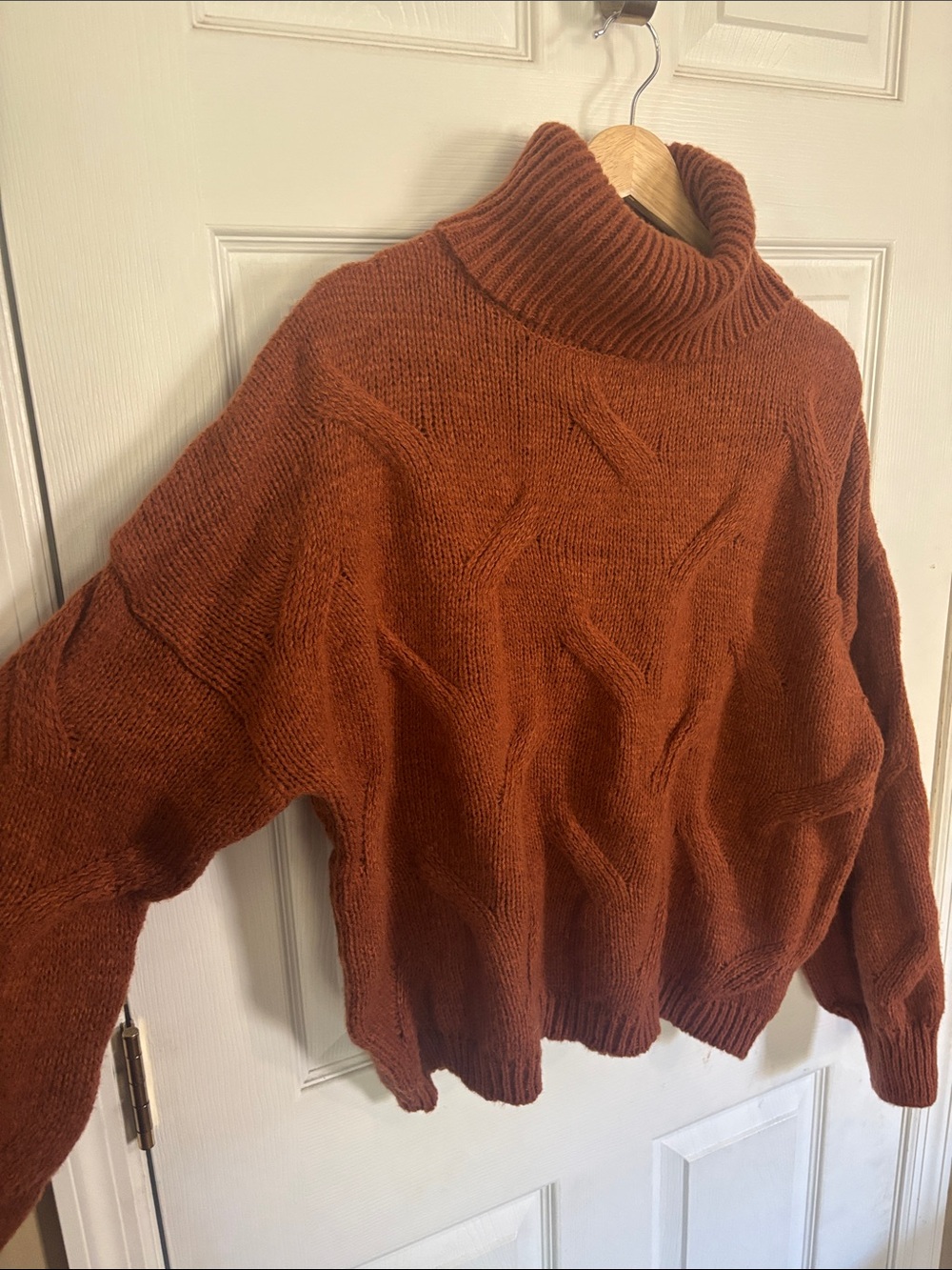 dip Rusty Orange Cable Turtleneck Sweater